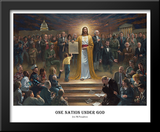 510x420 One Nation Under God 30x23 Large Black Wood Framed Art Print By - One Nation Under God Painting