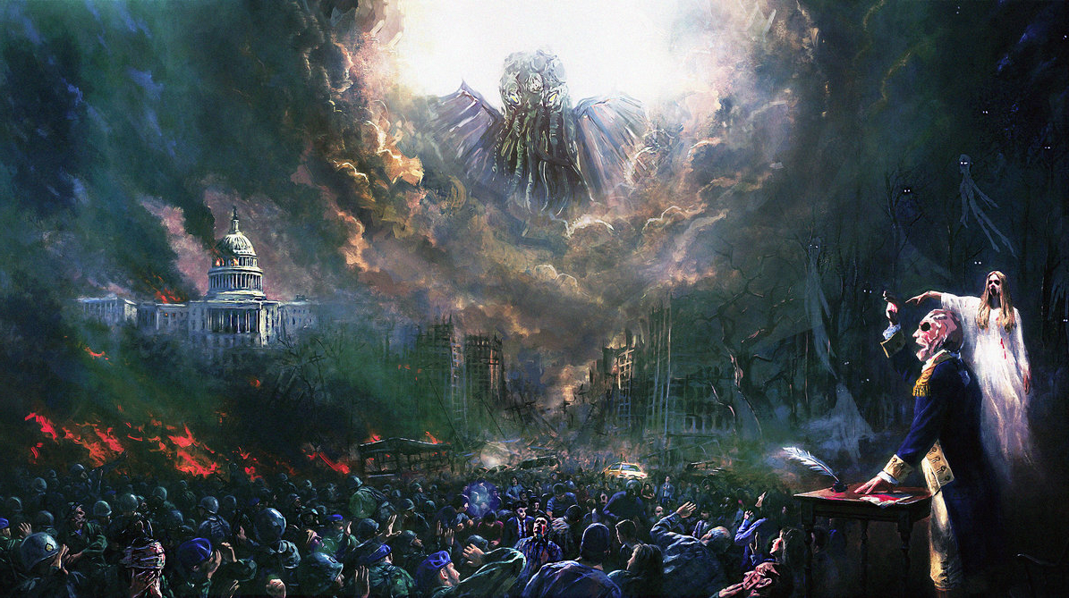 1195x669e Nation Under God Paintinge Nation Under Cthulhukaelakov - One Nation Under God Painting