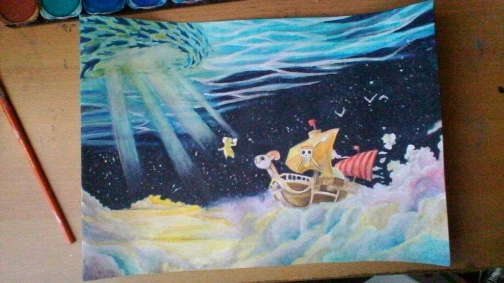 1024x576e Piece Going Merry Watercolour Painting By Susidrawings - One Piece Painting