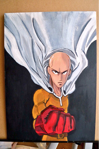 320x480 Working With Paint This Week And Watching My Favorite Anime - One Punch Man Painting