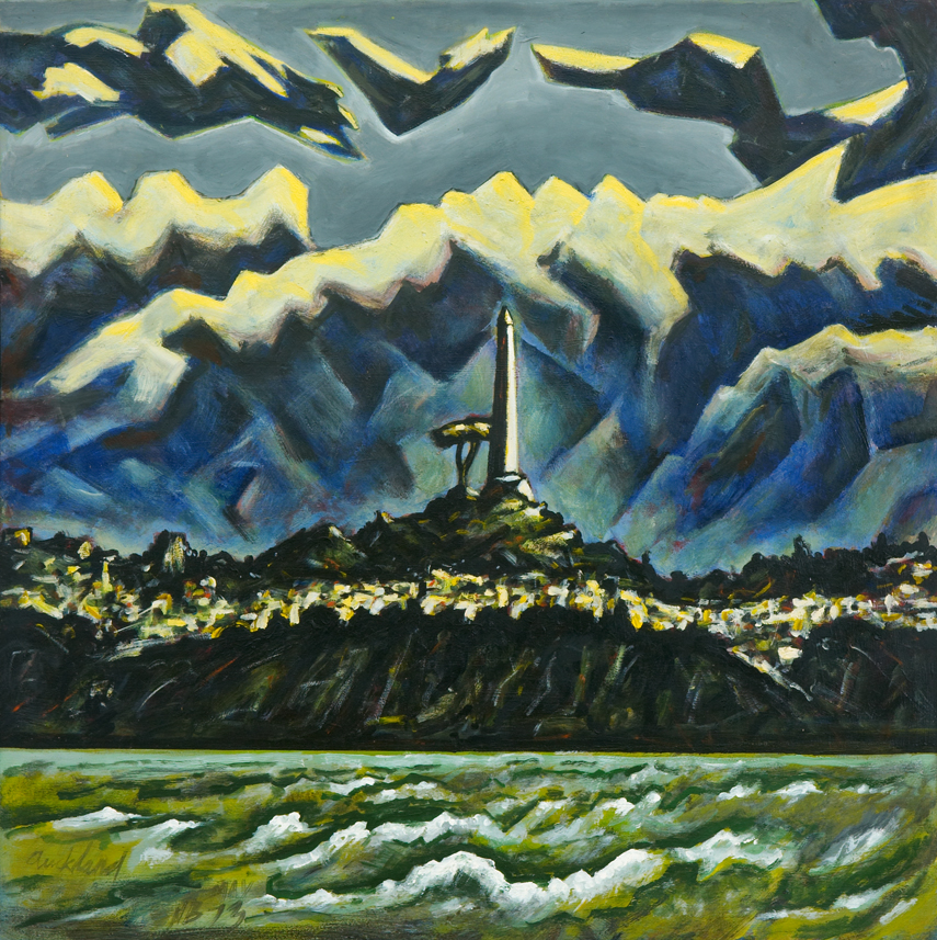 855x857 One Tree Hill Across The Manukau - One Tree Hill Painting