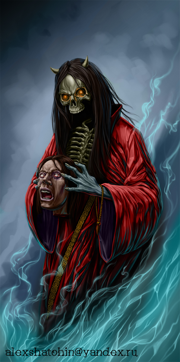 597x1200 Japanese Demon By Alexshatohin - Oni Demon Painting