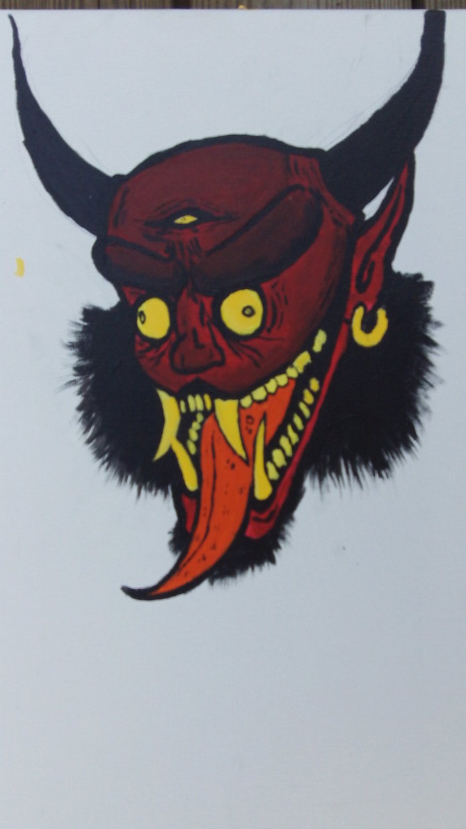 670x1191i Mask Painting By Thesandlion - Oni Painting