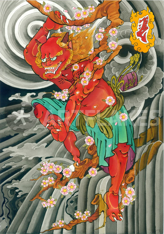 562x800 Oni To Sakura Painting Art Prints And Posters By Crez - Oni Painting