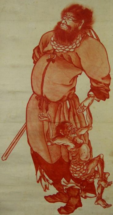 367x700 Scroll Painting Yosa Buson (1716 1784), Shoki And Oni - Oni Painting