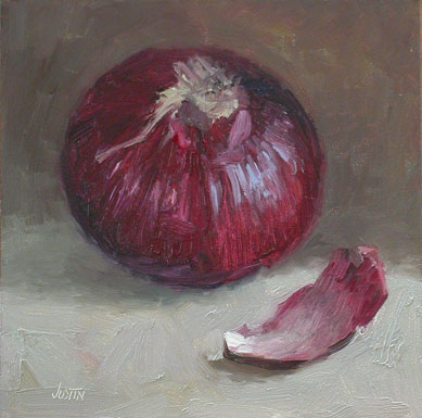 389x385 Paintings By Justin Clayton Red Onion 5x5 In. - Onion Painting
