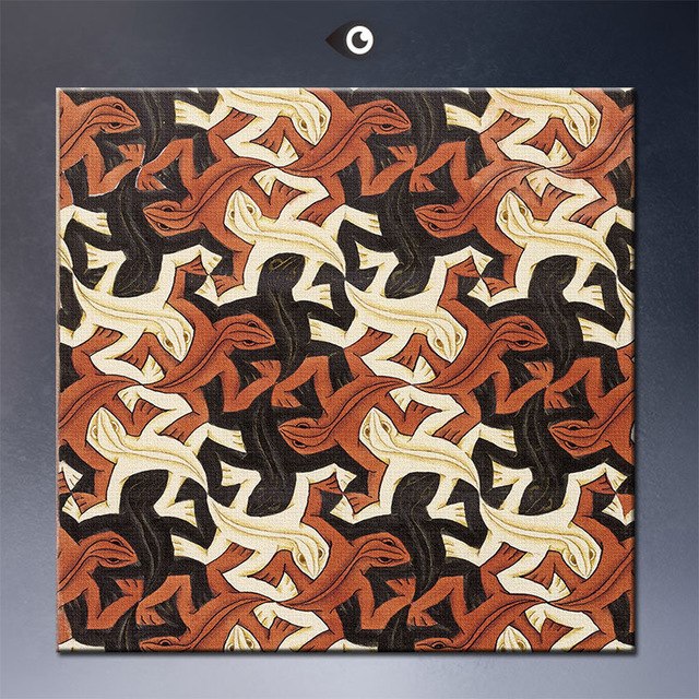 640x640 Lizard By Netherlands Artist M.c. Escher Op Art Print On Canvas - Op Art Painting