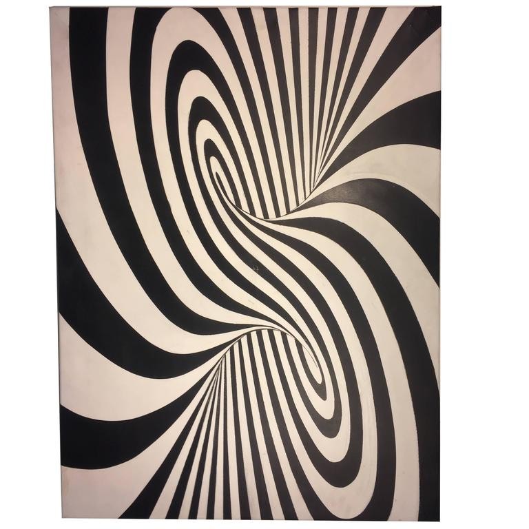 768x768 Op Art Zebra Pattern Painting In The Manner Of Victor Vasarely - Op Art Painting