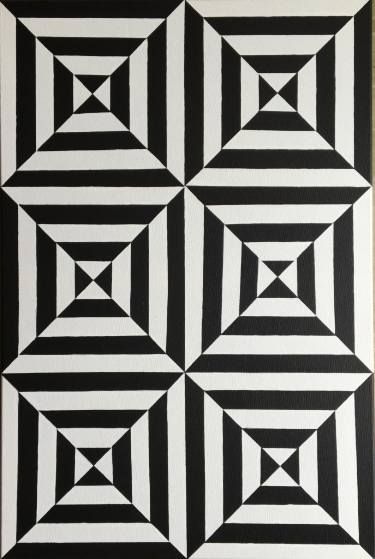 375x559 Original Op Art Geometric Canvas Painting Lucky Dooz Fashion - Op Art Painting