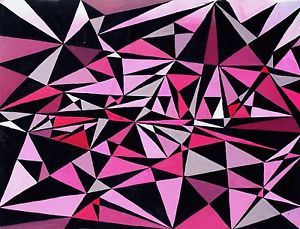 300x229 Antoinette Wijnberg. Abstract Op Art Painting, Pink, Black. Victor - Op Art Painting