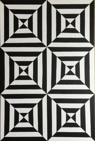 375x559 Original Op Art Geometric Canvas Painting Op Art - Op Painting