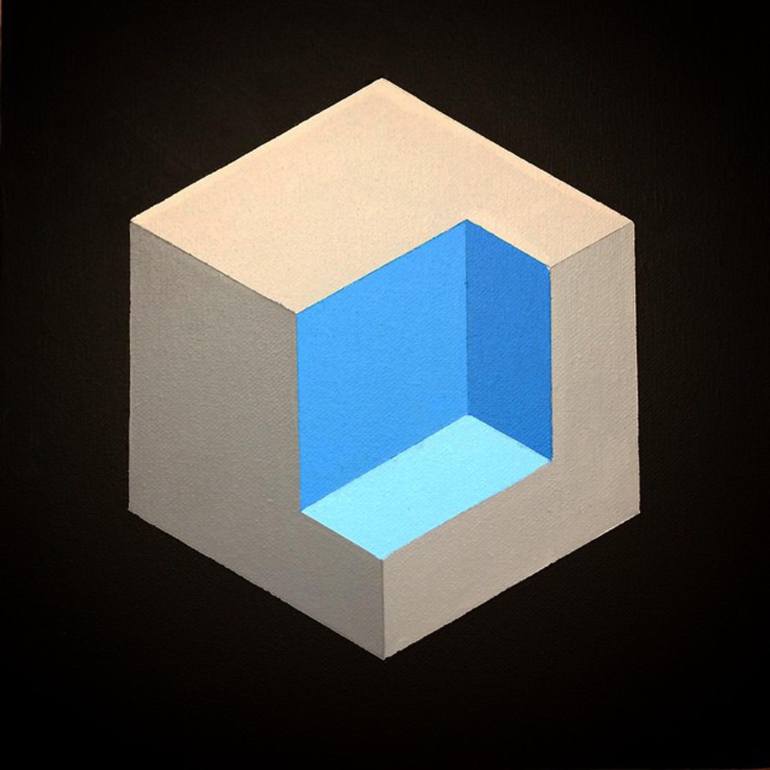 770x770 Saatchi Art Iso Op Art Cube - Op Painting
