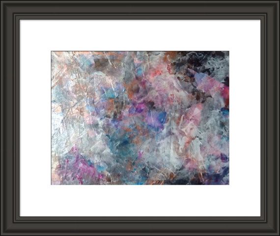 570x481 Opal Painting Original Metallic Abstract Painting Copper, Blue - Opal Painting