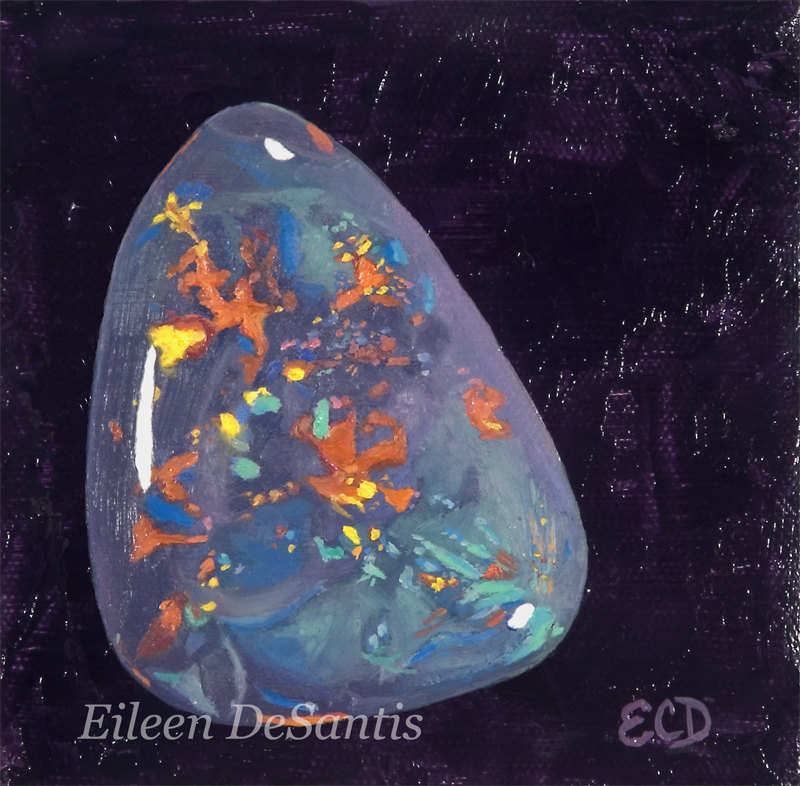 800x786 Black Opal Gemstone Painting Print Gemstone Art Opal - Opal Painting