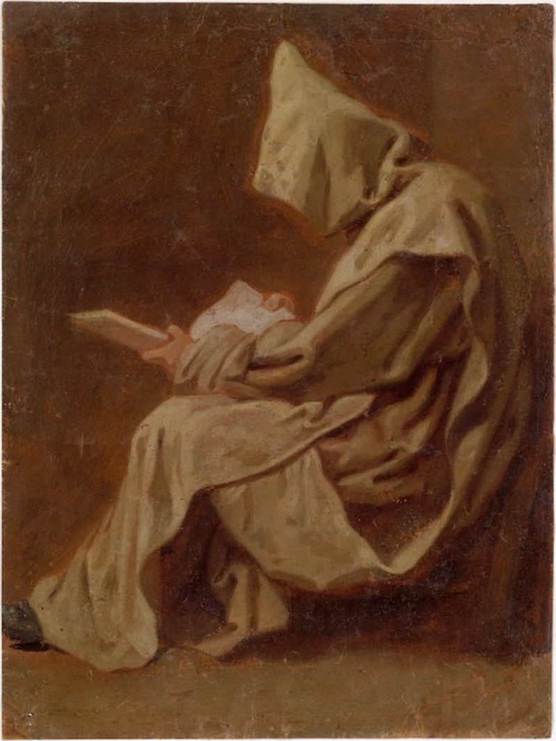 800x1066 Seated Carthusian Holding An Open Book Painting Jean Restout Oil - Open Book Painting