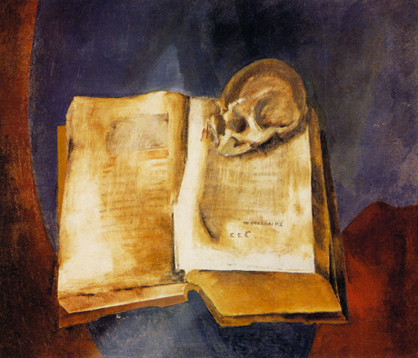460x394 A Skull On The Open Book, 1950 - Open Book Painting