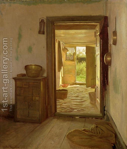 510x600 Farmhouse Interior With An Open Door Gustav Vermehren Reproduction - Open Door Painting