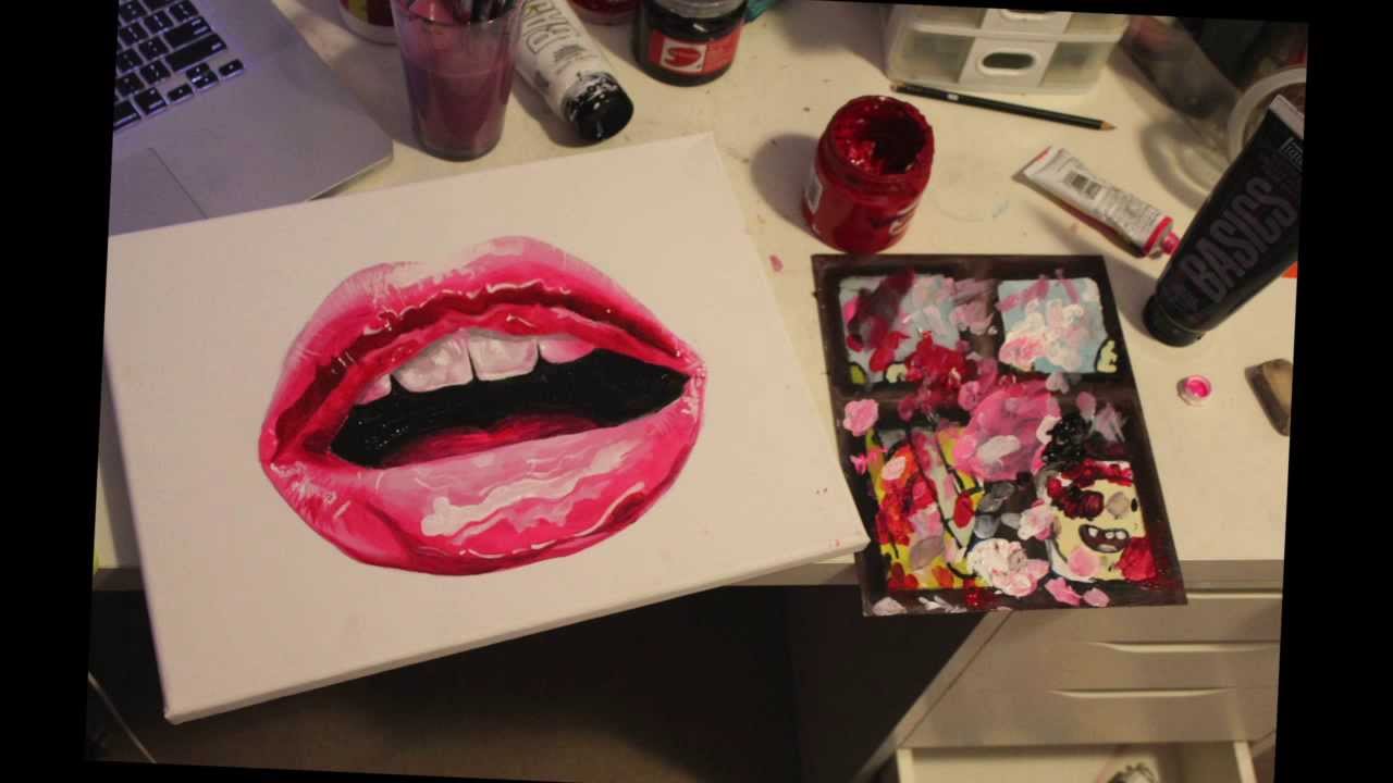 1280x720 Lips Speed Painting (Acrylic On Canvas) - Open Mouth Painting