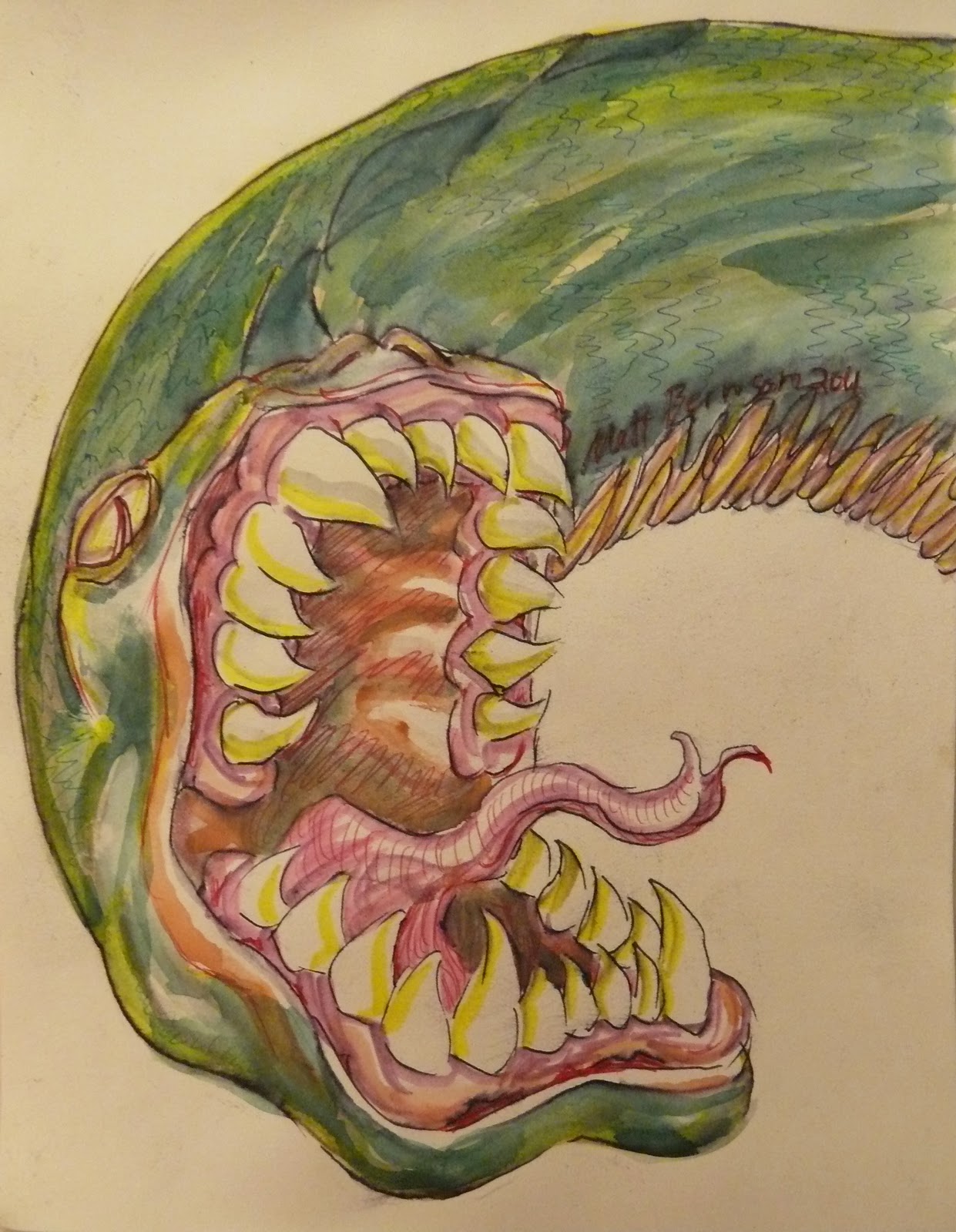 1241x1600 The Work Of Artist Matt Bernson Open Mouth Monster Fangs - Open Mouth Painting