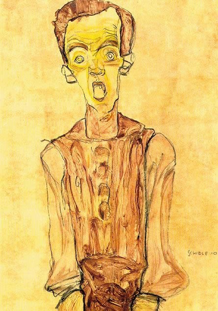 444x633 Egon Schiele Portrait With An Open Mouth Painting Best Portrait - Open Mouth Painting