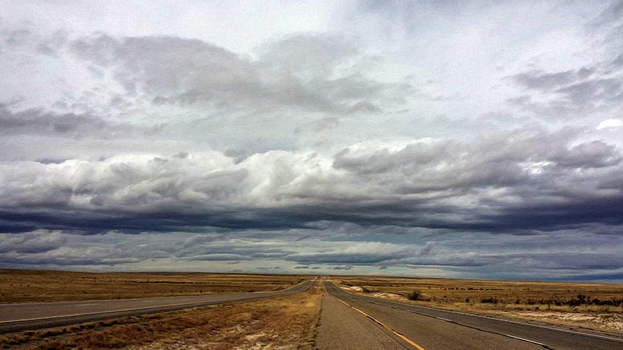 900x506 Open Road With Storm Painting By Jim Buchanan - Open Road Painting