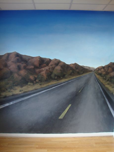 460x612 Open Road Mural Painting For A Motorcycle Shop, - Open Road Painting