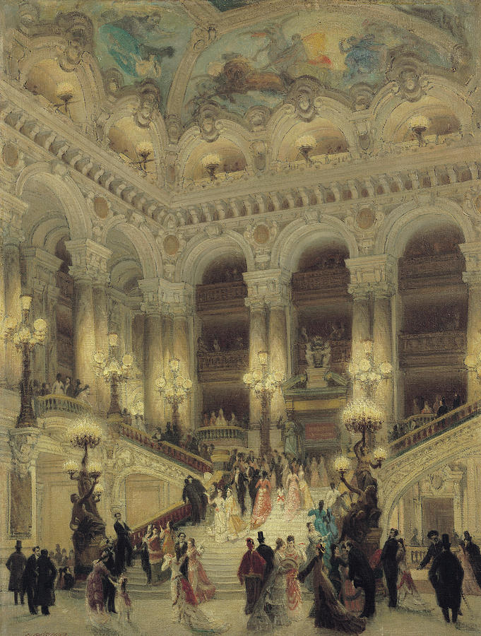 681x900 The Staircase Of The Opera Painting By Louis Beroud - Opera Painting