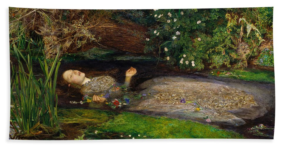 967x500 Ophelia Beach Sheet For Sale By John Everett Millais - Ophelia Painting
