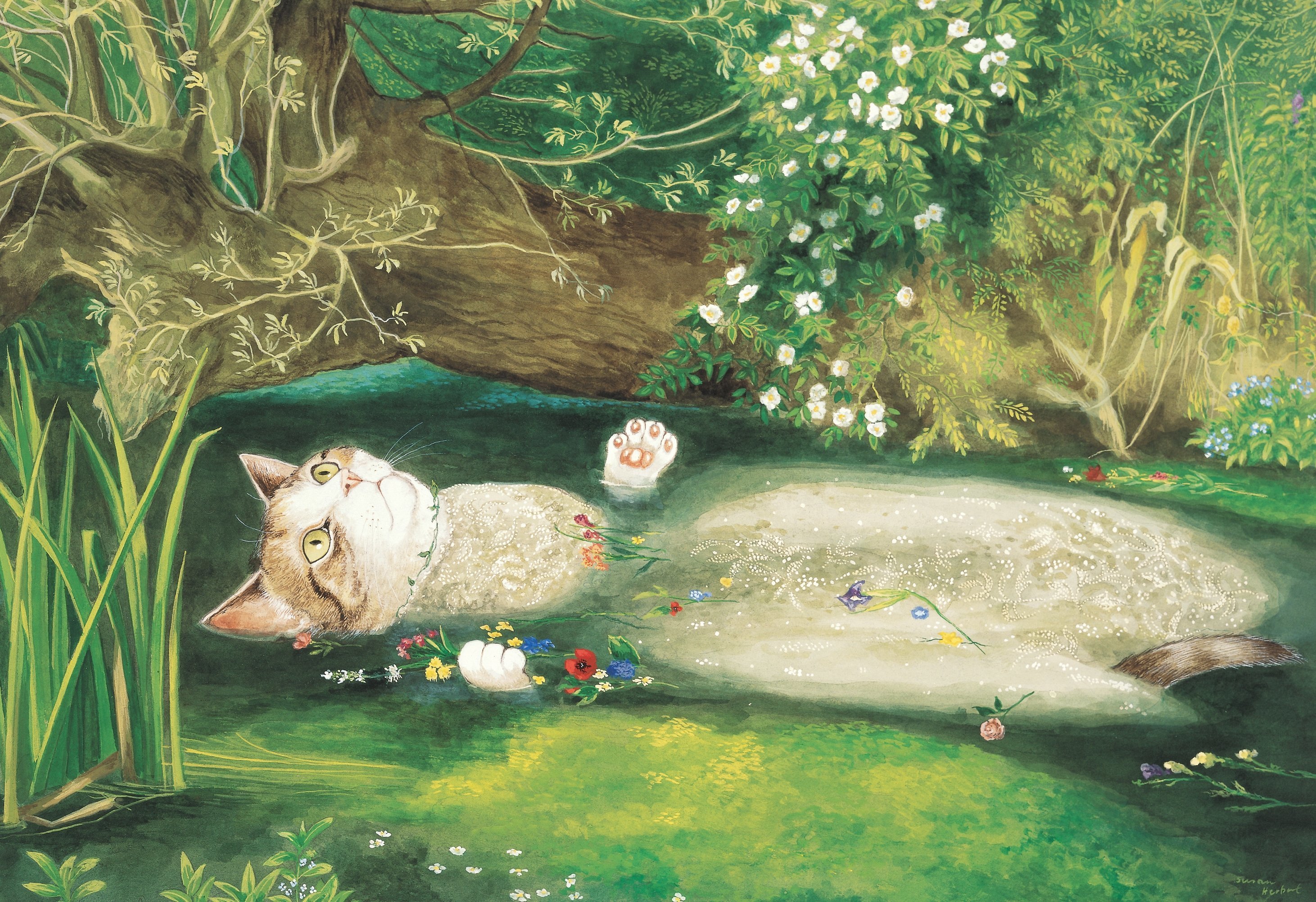 2923x2004 Cats Are Taking Over Famous Western Artworks And We'Re Definitely - Ophelia Painting