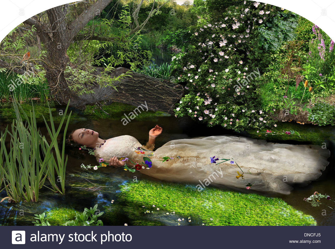 1300x966 Millais's Painting Of Ophelia Remade As A Photo Stock Photo - Ophelia Painting