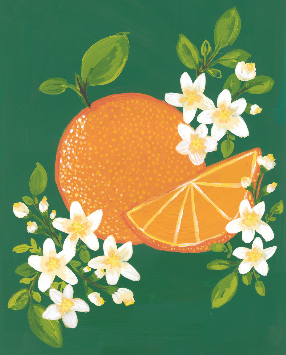 1000x1242 Orange Blossom Gouache Painting Print Curated Dry Goods - Orange Blossom Painting