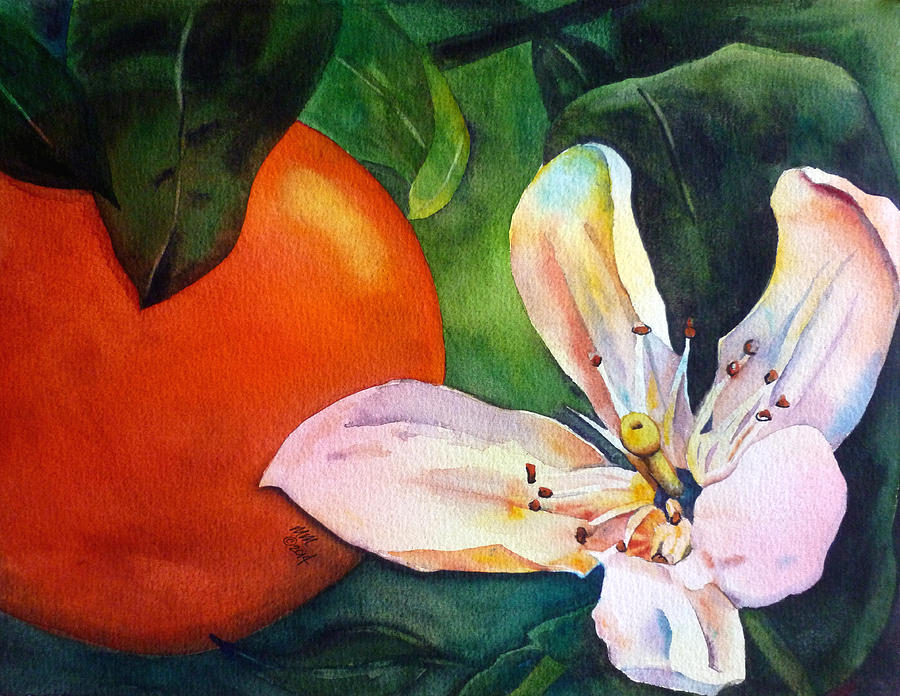 900x696 Orange Blossom Painting By Michal Madison - Orange Blossom Painting