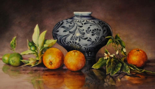 500x290 Painting Orange Blossom (Original Art By Gail Faulkner) - Orange Blossom Painting