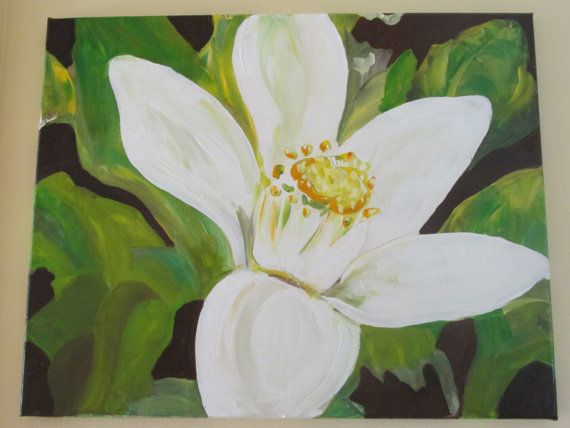 570x428 Florida State Flower Original Acrylic Painting On Canvas Orange - Orange Blossom Painting