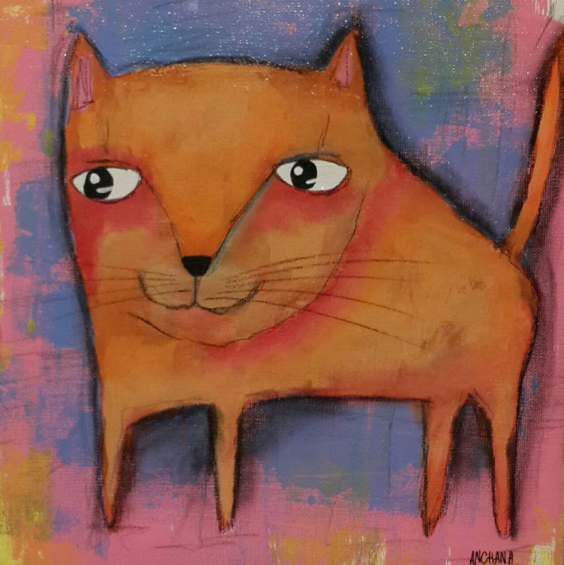 Orange Cat Painting at PaintingValley.com | Explore collection of ...