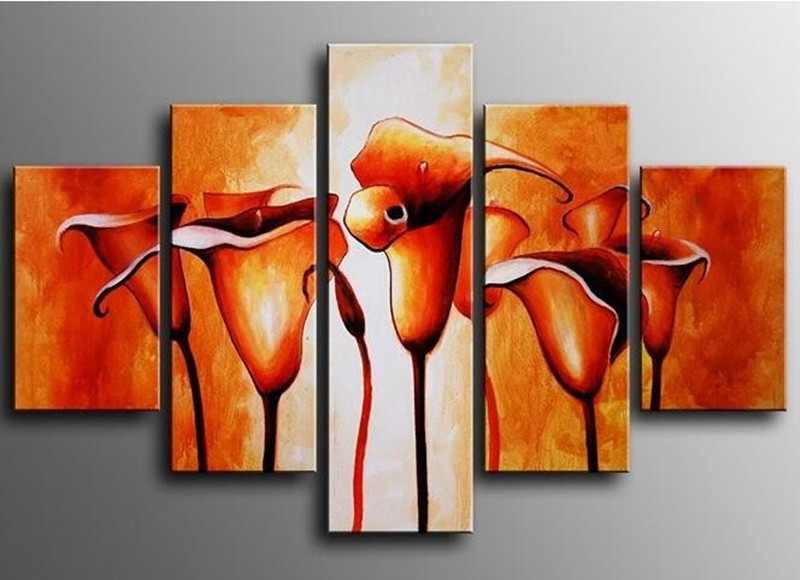800x580 Hand Painted Orange Flower Oil Painting On Canvas Abstract Acrylic - Orange Flower Painting