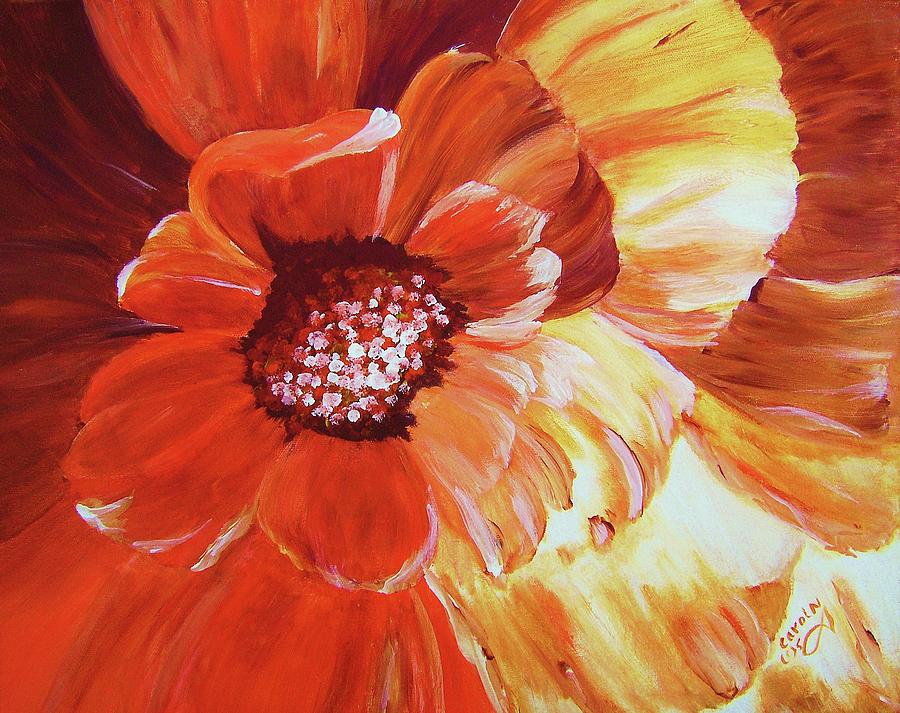900x713 Huge Orange Flower Blossom Painting By Carol Nelissen - Orange Flower Painting