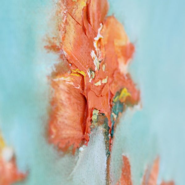 600x600 Orange Flower Oil Painting With Palette Knife For Sale By Artist - Orange Flower Painting