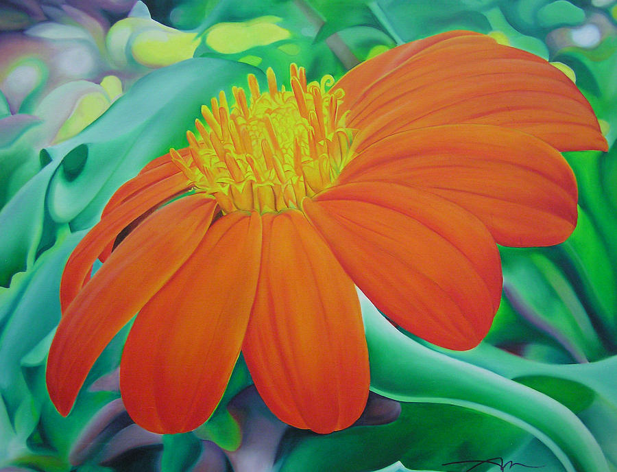 900x688 Orange Flower Painting By Joshua Morton - Orange Flower Painting