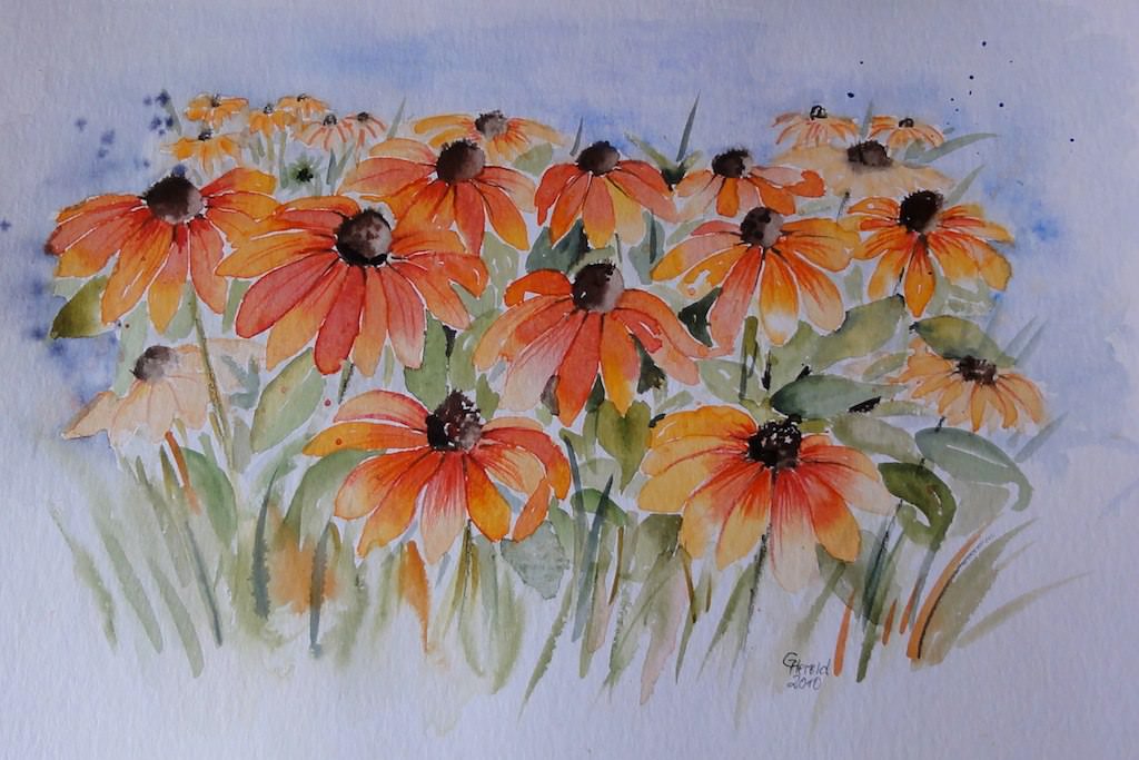 1024x683 Flower Paintings, Art Ideas, Pictures, Images Design Trends - Orange Flower Painting