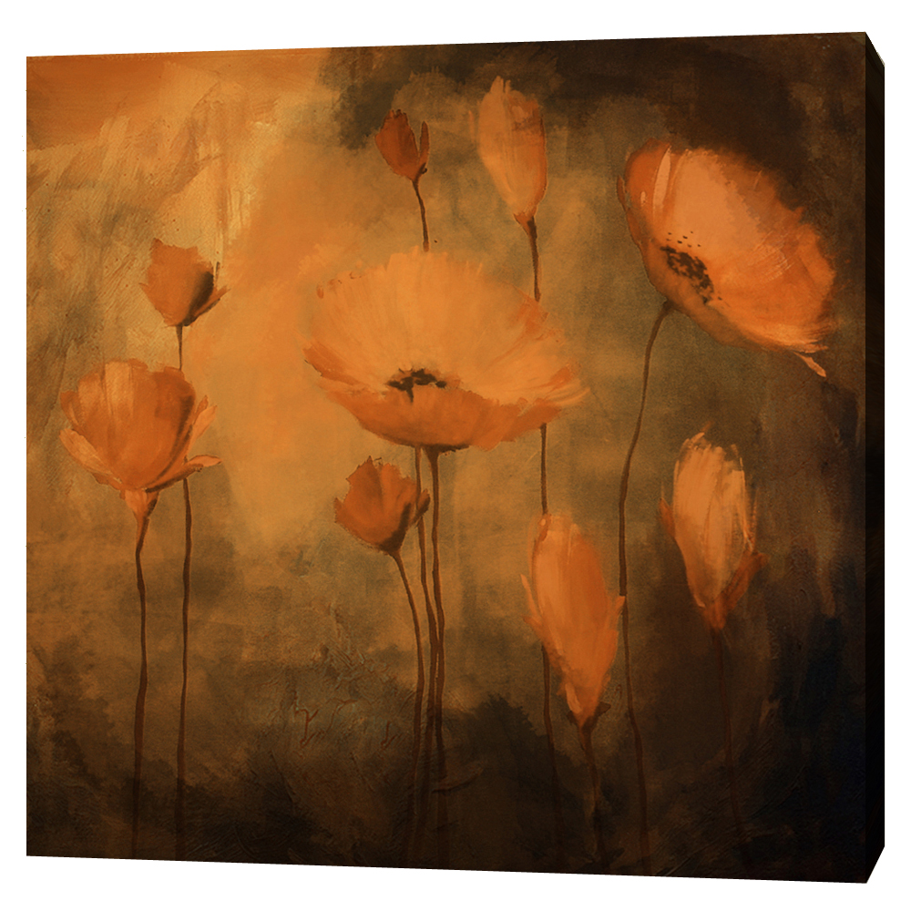 1000x1000 Painting Dark Orange Flowers - Orange Flower Painting