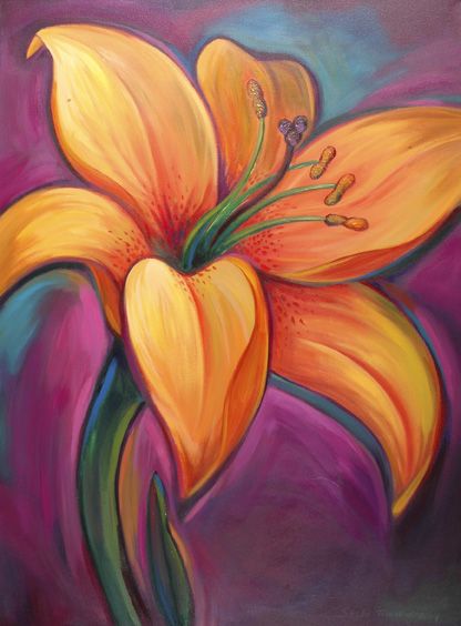 416x564 Vip Paints Byob Painting And Wine Painting Classes Private - Orange Flower Painting