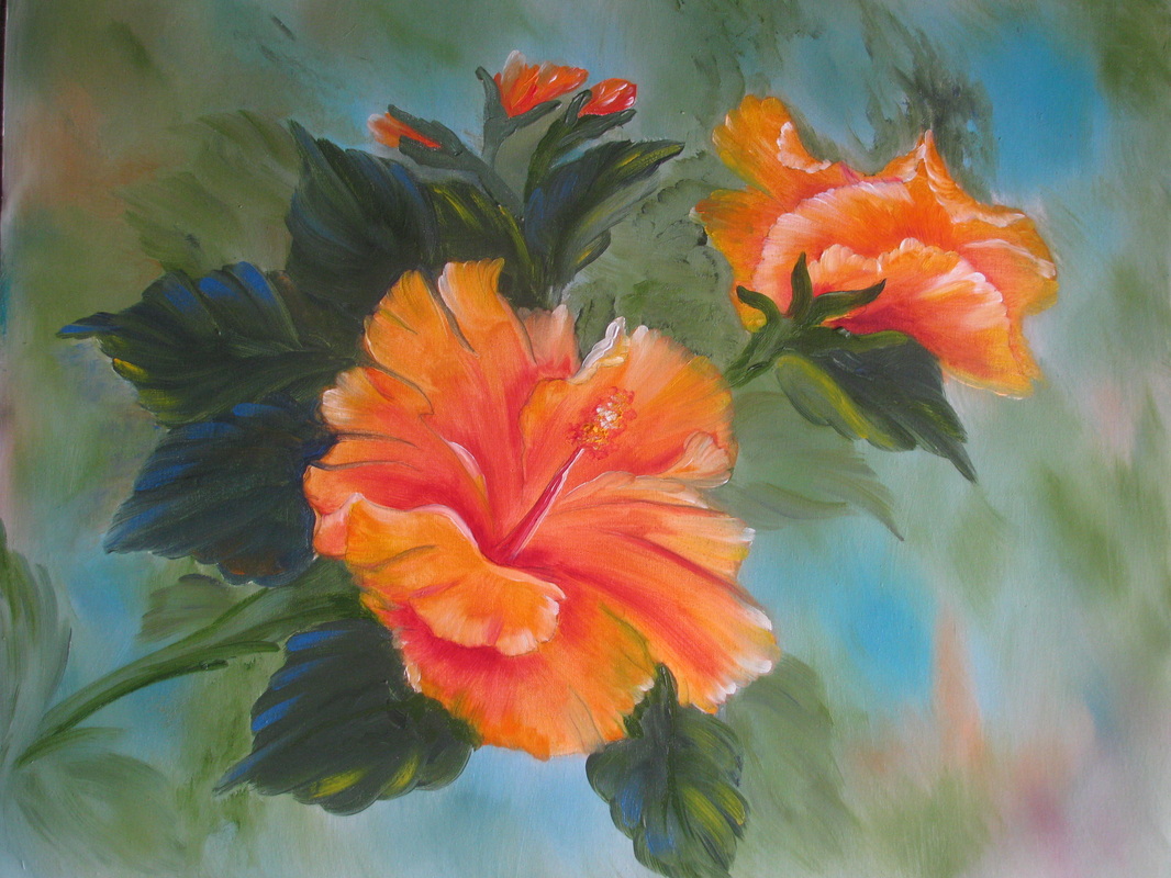 1066x800 Flower Paintings 2 - Orange Flower Painting