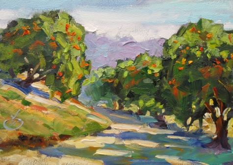 475x337 Orange Grove, 5x7 Plein Air Oil Painting By Tom Brown Original Art - Orange Grove Painting