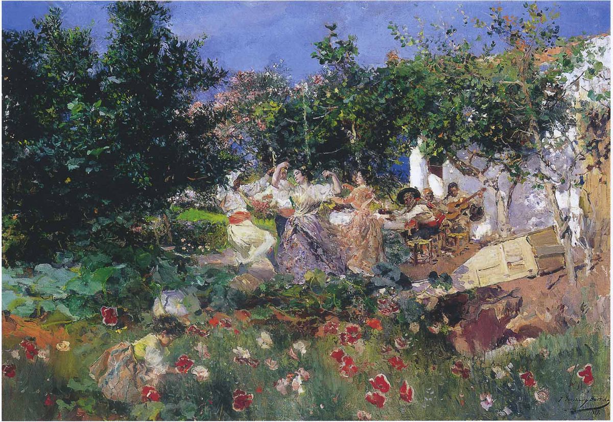 1200x827 Valencian Fiesin An Orange Grove Joaquin Sorolla Impressionism - Orange Grove Painting