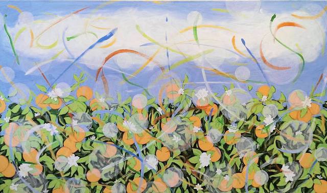 640x378 Daniel Topalis Artwork Orange Grove Orbs Original Painting - Orange Grove Painting