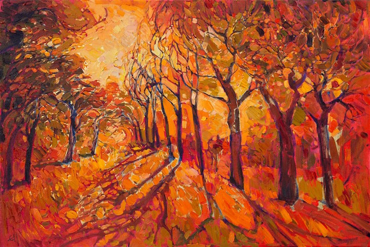 750x501 Vibrant Landscape Paintings Use Color Orange To Capture - Orange Painting