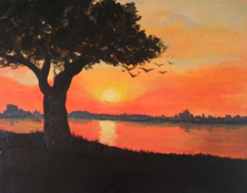 500x391 Orange Oklahoma Sunset Paint Nite Event - Orange Sunset Painting