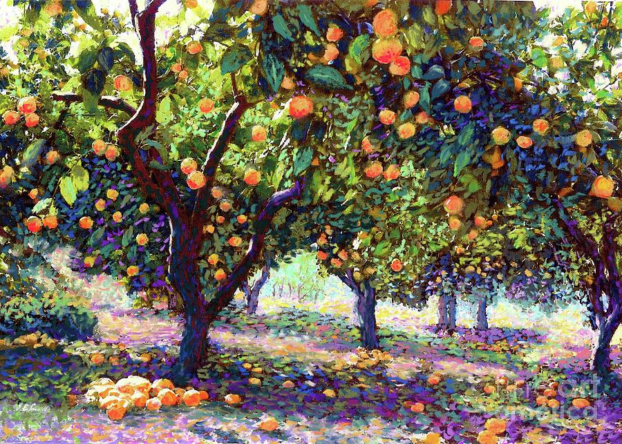 900x643 Orange Grove Of Citrus Fruit Trees Painting By Jane Small - Orange Tree Painting