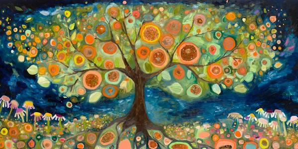 599x300 Orange Tree Landscape - Orange Tree Painting